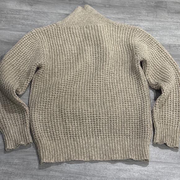 Vintage Woolrich Sweater Mens Large Tan Neutral Tweed Blend Wooden Button - Picture 7 of 7